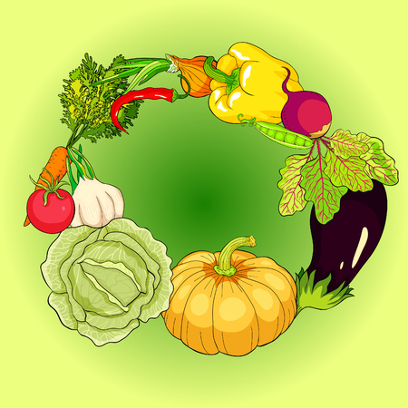vegetables in the form of a wreath  vector illustrationのイラスト素材