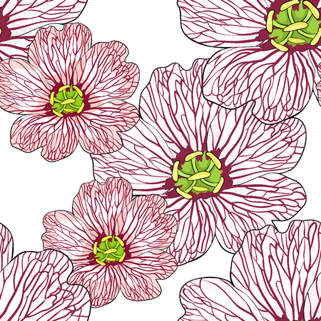 seamless pattern is flower Geranium cinereum  vector illustrationのイラスト素材
