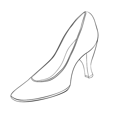 coloring shoes for girls, women on heels  vector illustrationのイラスト素材