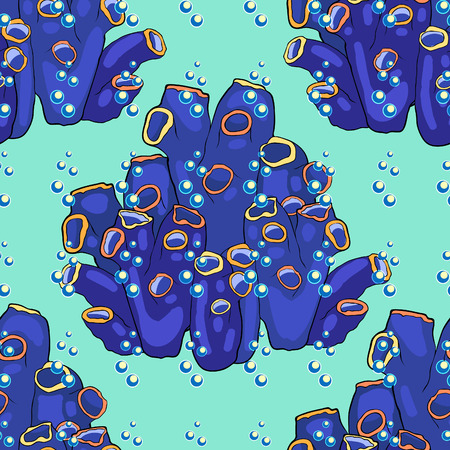 seamless pattern blue tubular algae under water  vector illustrationのイラスト素材
