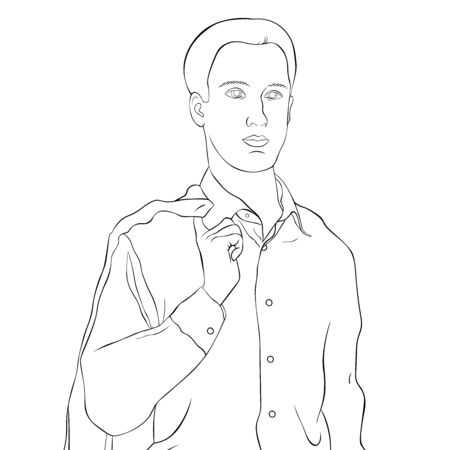 coloring Young man in a business suit waist-high vector illustrationのイラスト素材