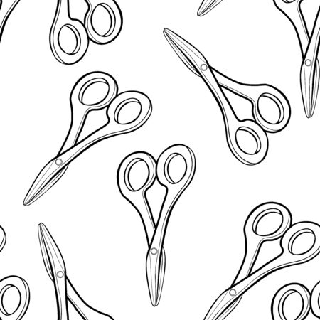 coloring seamless pattern is office supply scissors. vector illustrationのイラスト素材