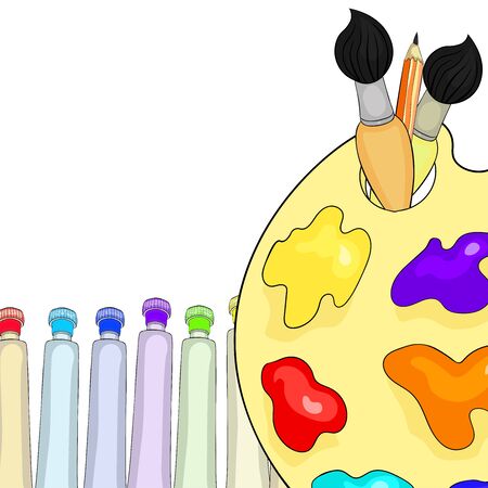 the brush, palette for drawing paints. vector illustrationのイラスト素材