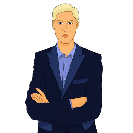 the Young man in a business suit vector illustrationのイラスト素材