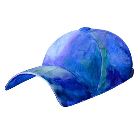 cap with a visor a headdress summer watercolor illustrationの写真素材