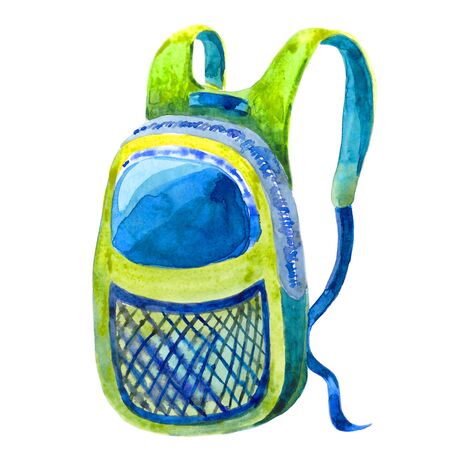 the backpack tourist school small watercolor illustrationの写真素材