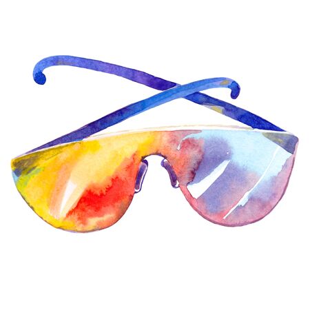 the is summer sun protection glasses watercolor illustrationの写真素材