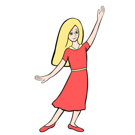 model of a girl raising her hand vector illustrationのイラスト素材