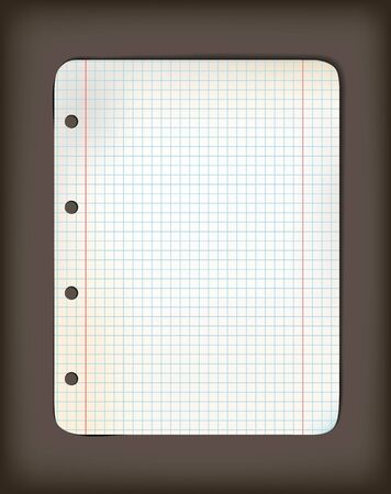 Sheet of old squared grunge (originally white) paper on dark background ( illustration)のイラスト素材
