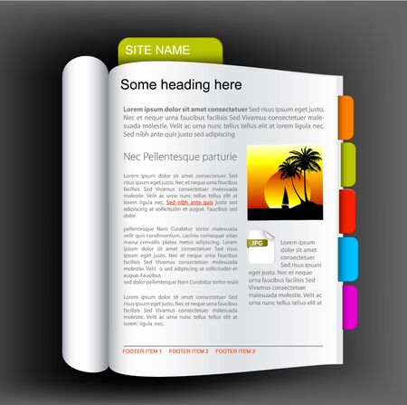 Web site template - Open book with colorful bookmarksのイラスト素材