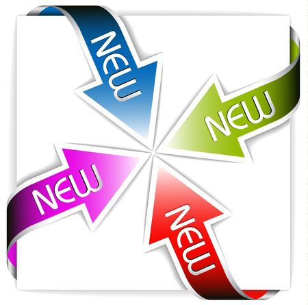 Set of new colorful corner ribbons - arrows pointing at the content のイラスト素材