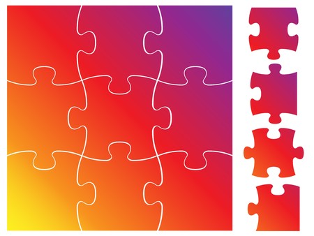 Complete puzzle / jigsaw set - isolated on white backgroundのイラスト素材
