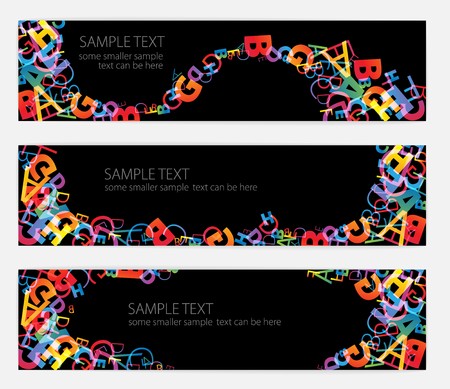 Black banners with colorful rainbow numbersのイラスト素材