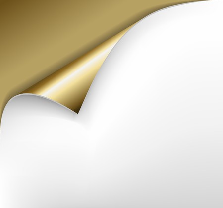 Sheet of golden paper with a curlのイラスト素材
