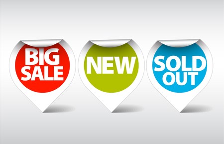 Round Labels / stickers for big sale, new and sold out itemsのイラスト素材