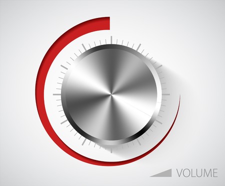 Chrome volume knob with scale on white backgroundのイラスト素材