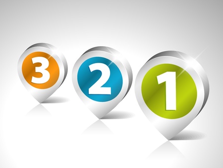 Round 3D pointers for first, second and third placeのイラスト素材