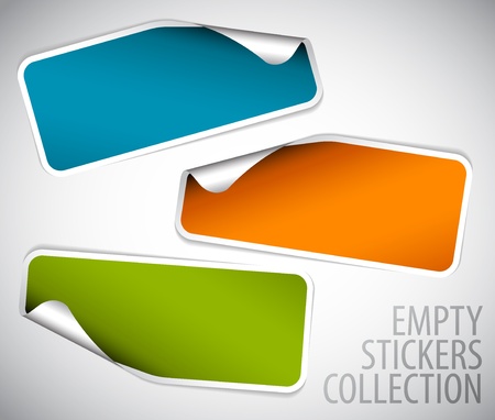 Set of blank rectangle labels with rounded cornersのイラスト素材