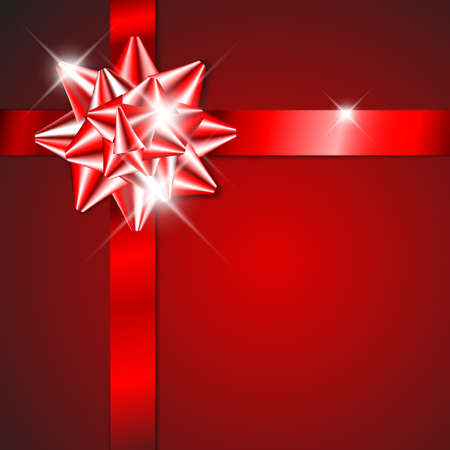 Red bow on a red ribbon with red  background - Christmas card (no text)のイラスト素材
