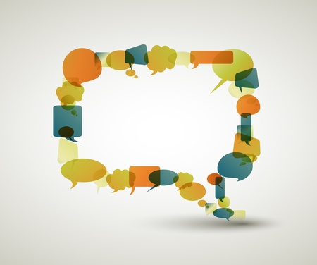Big empty speech bubble made from colorful small bubbles