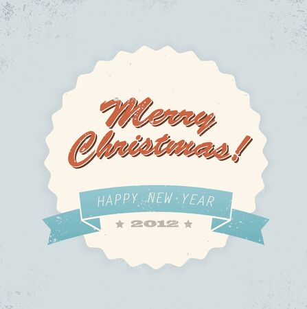 Simple vintage retro vector Christmas card (blue, red and yellow)のイラスト素材