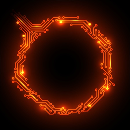 Hot abstract red circuit board background with place for your contentのイラスト素材