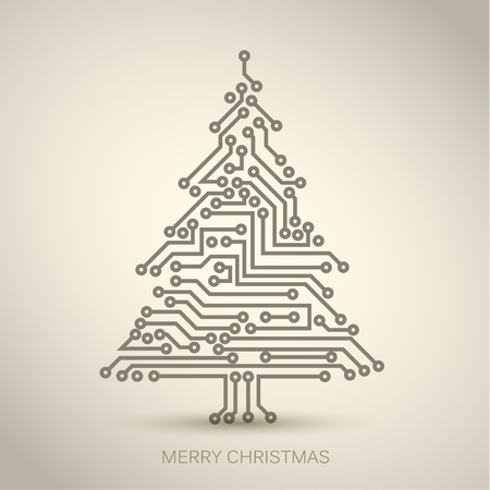 christmas tree from digital electronic circuitのイラスト素材
