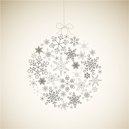 Christmas ball made from gray simple snowflakes on light background - Christmas cardのイラスト素材