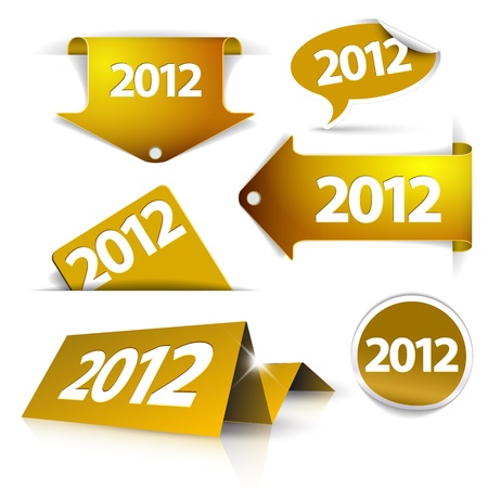Vector golden 2012 Labels, stickers, pointers, tags for your (web) pageのイラスト素材