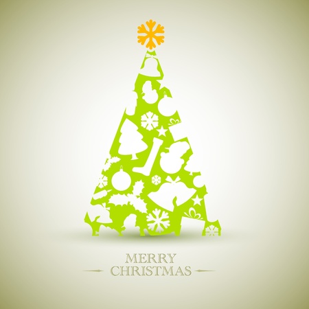 Vintage Vector christmas tree made from various shapesのイラスト素材