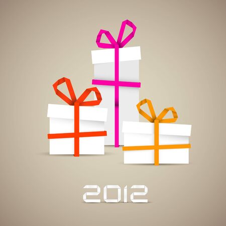 Simple christmas gift made from paper stripe - original new year cardのイラスト素材
