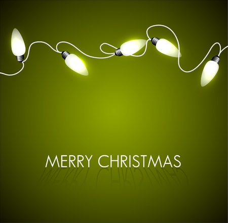 Vector Christmas background with white christmas chain lights on greenのイラスト素材