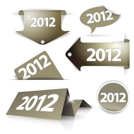 Vector golden 2012 Labels, stickers, pointers, tags for your (web) pageのイラスト素材