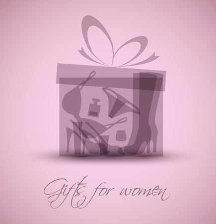Gifts for women - vector illustration of tipical women's present boxのイラスト素材