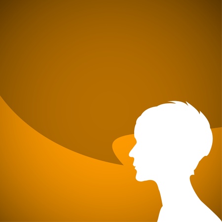 Abstract speaker silhouette with big orange bubble - place for your contentのイラスト素材