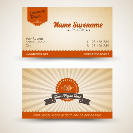 Vector old-style retro vintage business card - both front and back sideのイラスト素材