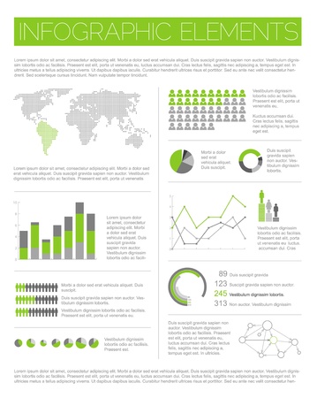 Big Vector set of Infographic elements for your documents and reports (light green version)のイラスト素材