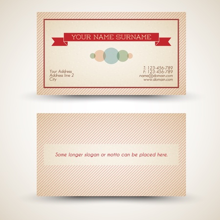 Vector old-style retro vintage business card - both front and back sideのイラスト素材