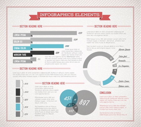 Blue retro / vintage set of Infographic elements for your documents and reports のイラスト素材