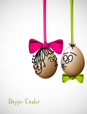 Funny easter eggs with a bow - Happy Easter Cardのイラスト素材