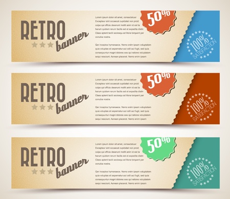 Set of retro horizontal banners - with place for your textのイラスト素材