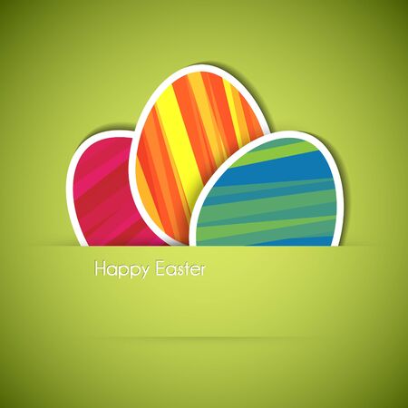 Green Paper card with striped easter eggsのイラスト素材