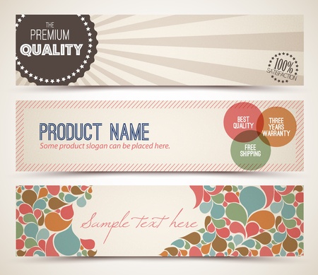 Set of retro horizontal banners with place for your textのイラスト素材