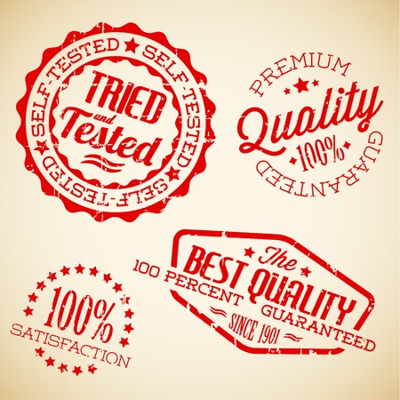 Vector retro red vintage stamps for qualityのイラスト素材