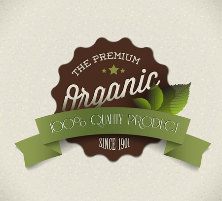 Old vector round retro vintage grunge label for bio / organic productのイラスト素材