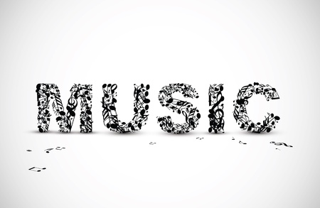 Vector music lettering made from various black notesのイラスト素材