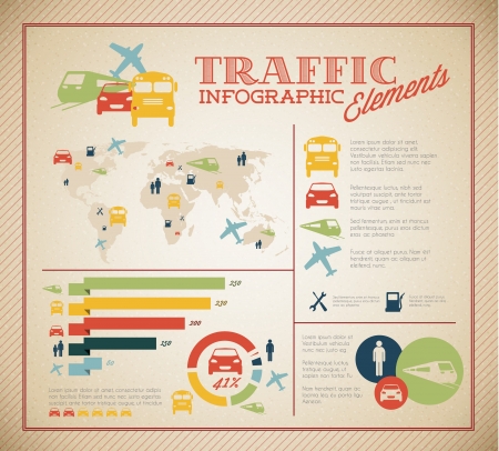 Big Vector set of Traffic Infographic elements for your documents and reportsのイラスト素材
