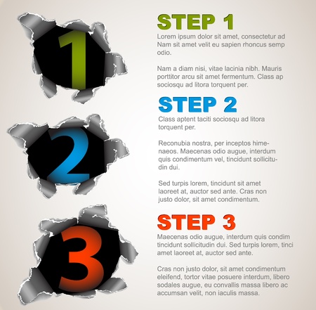 Paper Progress background / product choice or versions with numbers and descriptionのイラスト素材