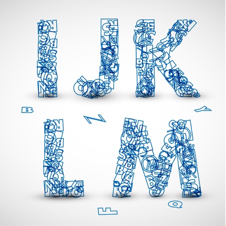 Vector font made from blue letters of the alphabet (check my portfolio for other letters)のイラスト素材