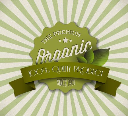 Old vector round retro vintage grunge label for bio / organic productのイラスト素材
